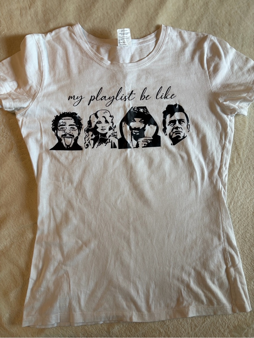 White Graphic Tee "my playlist be like"
